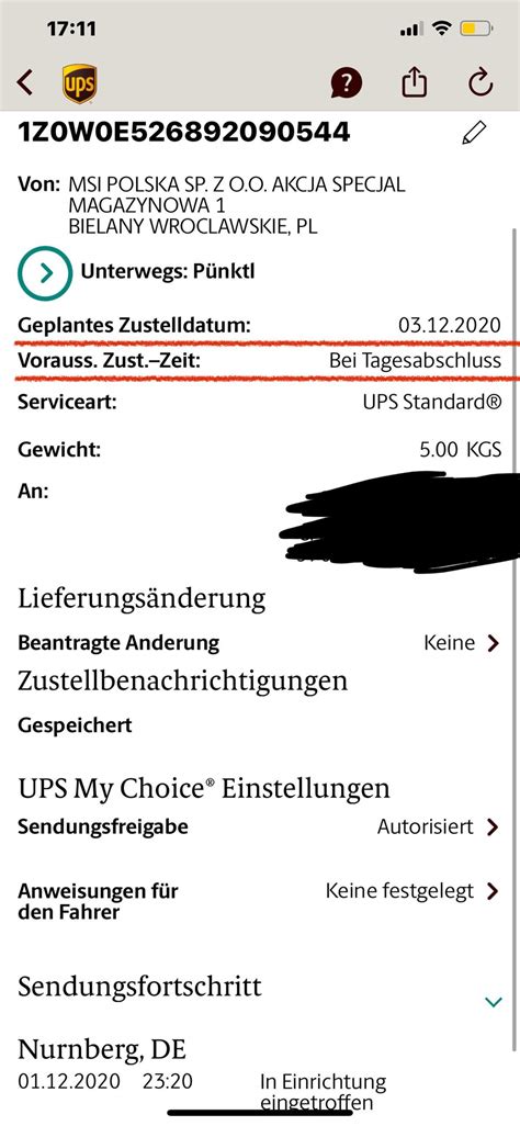 ups wunschzustellung